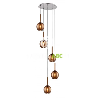 Lampa wisząca Zuma Line MONIC MD1629-5B (copper) miedziana / 5-punktowa koło wyprzedaż