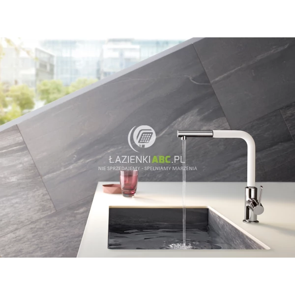 Bateria-kuchenna-295-mm-Kludi-L-INE-408519375-biala-mat-obrotowa-wyciagana-wylewka-78826