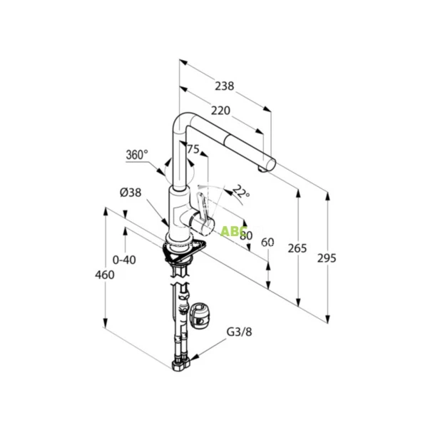 Bateria-kuchenna-295-mm-Kludi-L-INE-408519375-biala-mat-obrotowa-wyciagana-wylewka-78826