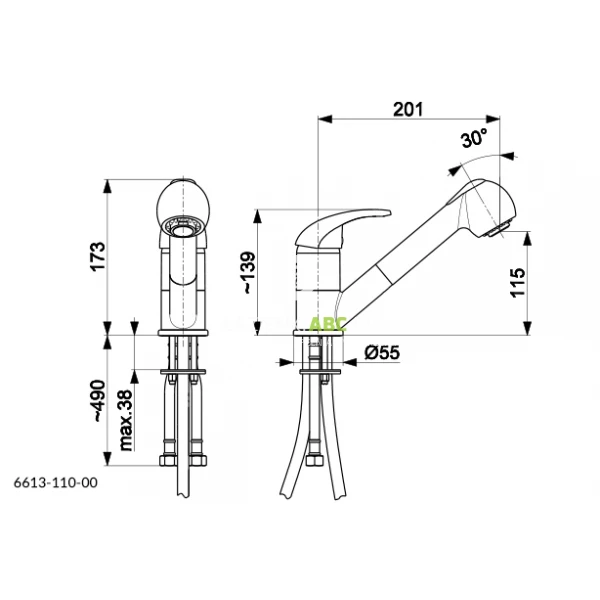Bateria-kuchenna-z-obrotowa-wyciagana-wylewka-KFA-INDIRA-6613-110-81-czarna-150951