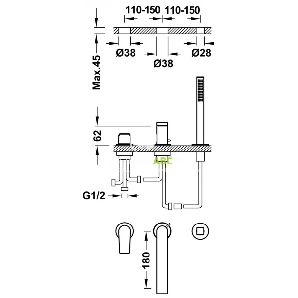 Bateria-wannowa-3-otworowa-Tres-PROJECT-TRES-21116101KM-czarna-metalizowana-139686