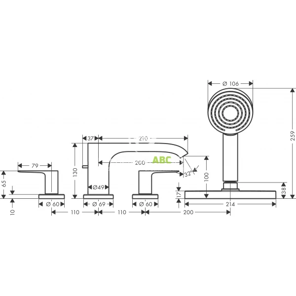 Bateria-wannowa-4-otworowa-Hansgrohe-VIVENIS-75444670-czarny-mat-133664