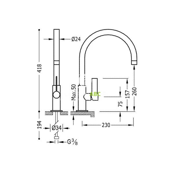 Bateria-zlewozmywakowa-stojaca-Tres-CLASS-TRES-205.440.01-70751
