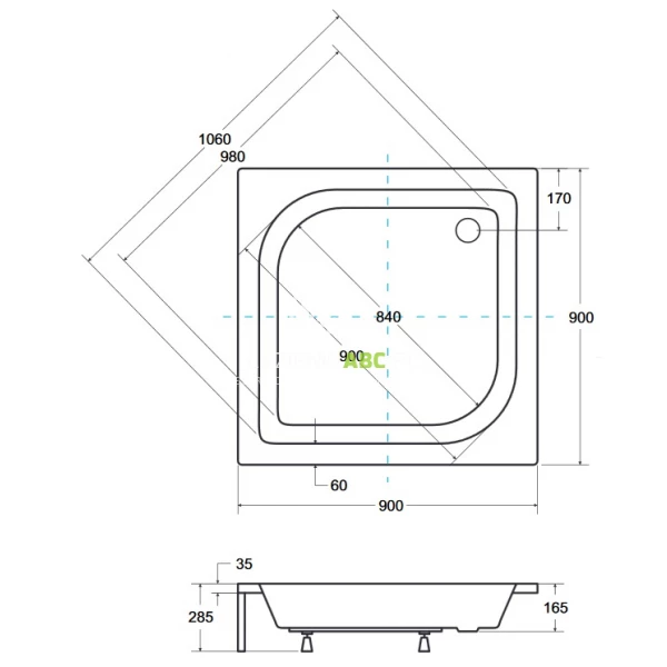 Brodzik-kwadratowy-90x90-Besco-ARES-BAA-90-KW-103781