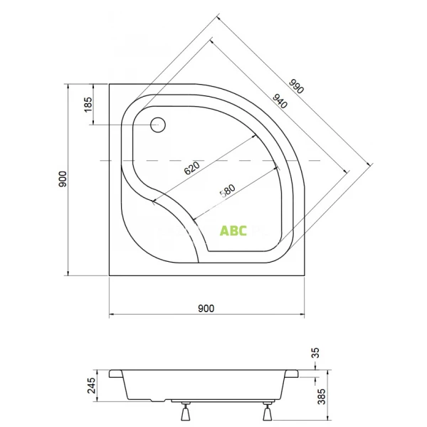 Brodzik-polokragly-90x90-Besco-DIPER-BAD-90-NK-103788