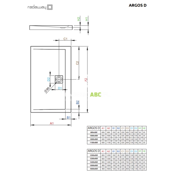 Brodzik-prostokatny-150x90x5-5-Radaway-ARGOS-D-4AD915-01-97400