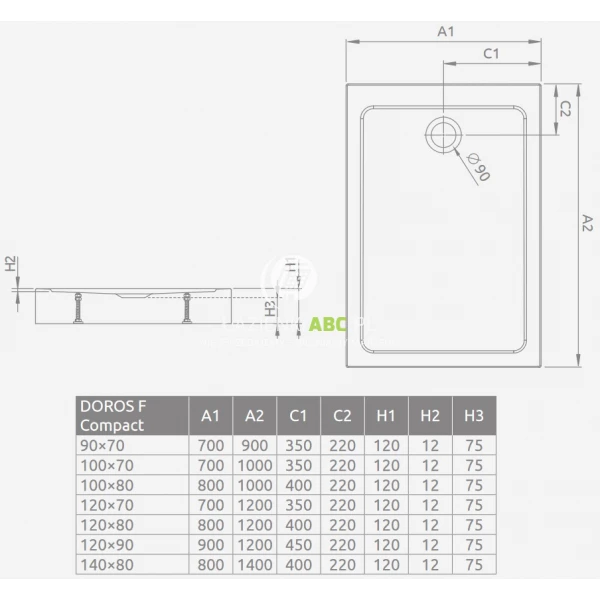 Brodzik-prostokatny-90x70-Radaway-DOROS-F-COMPACT-SDRFP9070-05-04S-stone-white-126473