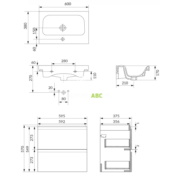 Cersanit-MODUO-SLIM-Szafka-umywalka-60-cm-S801-469-DSM-antracytowa-mat-169123
