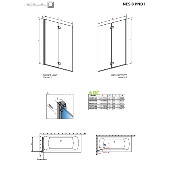 Czarny-parawan-nawannowy-140x150-Radaway-NES-8-BLACK-PND-I-10060140-54-01L-lewy-108258