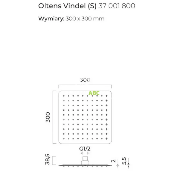 Deszczownica-kwadratowa-30cm-Oltens-VINDEL-37001800-zloty-polysk-123588