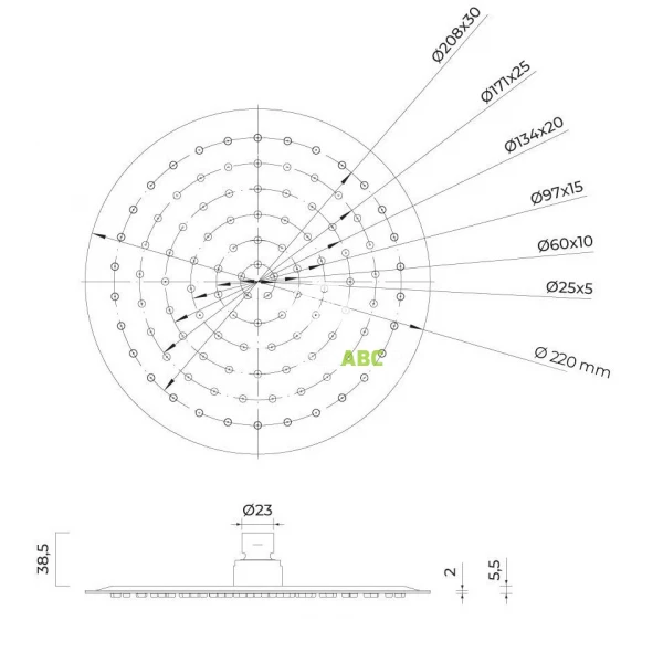 Deszczownica-okragla-22-cm-z-ramieniem-sciennym-Oltens-ALTRAN-LAGAN-36018800-zloty-polysk-168747