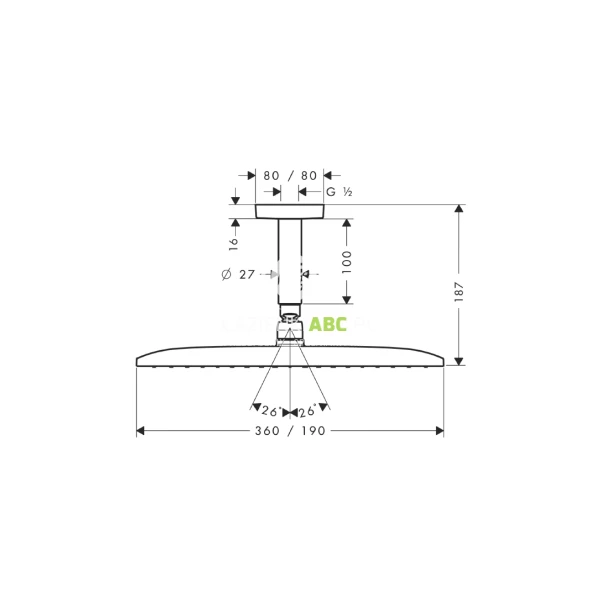 Glowica-prysznicowa-360-AIR-1jet-z-przylaczem-sufitowym-100-mm-Hansgrohe-RAINDANCE-E-27381000-22910
