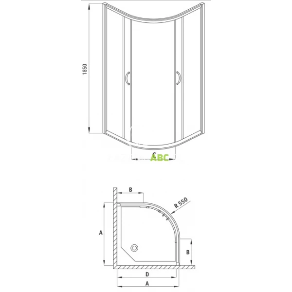 Kabina-polokragla-90x185-Deante-FUNKIA-KYP-651K-szklo-szronione-75633