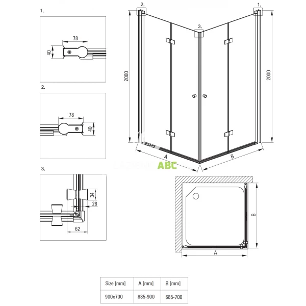 Kabina-prostokatna-90x70-Deante-KERRIA-PLUS-NERO-KTSXN41P-KTSXN47P-podwojne-drzwi-skladane-czarny-mat-179975