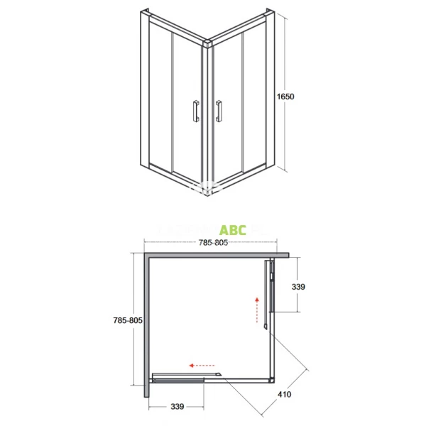 Kabina-prysznicowa-kwadratowa-80x80x165-Besco-MODERN-MK-80-165-M-szklo-mrozone-103936