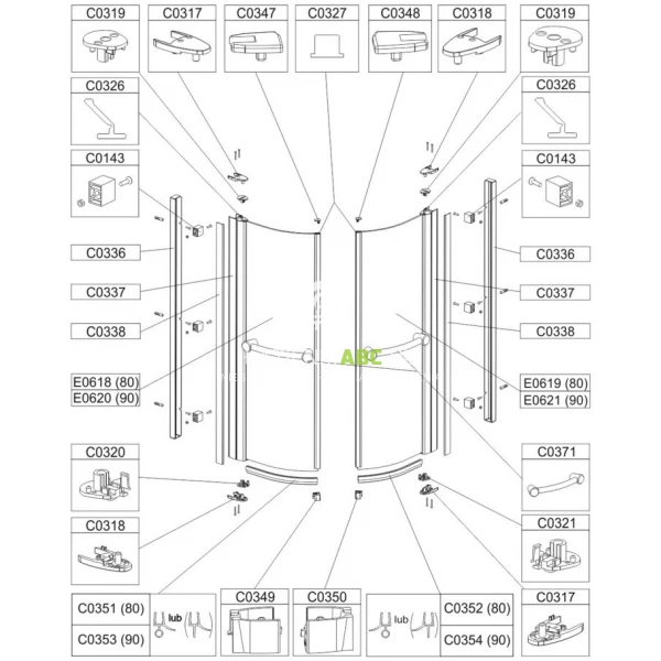 Kostka-mocujaca-profilu-duza-kabiny-prysznicowej-Sanplast-PRESTIGE-II-660-C0143-57203