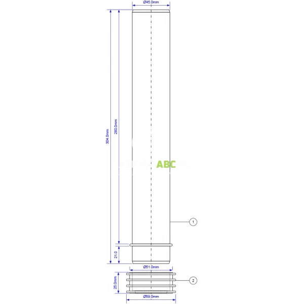 McAlpine-FP45R-NSNC-Rurka-Flush-45x304-mm-z-uszczelka-czarna-71197