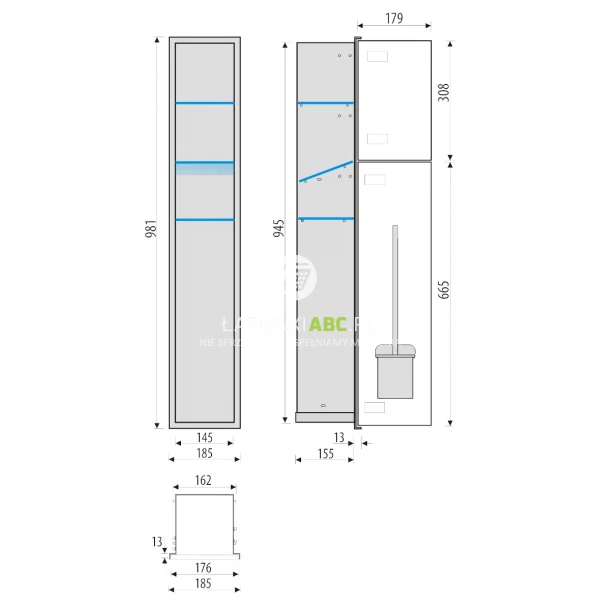 Schowek-WC-95-cm-pod-plytki-MCJ-ZERO-Z.PW2T-LGR-WC-950-szary-2xdrzwi-114427