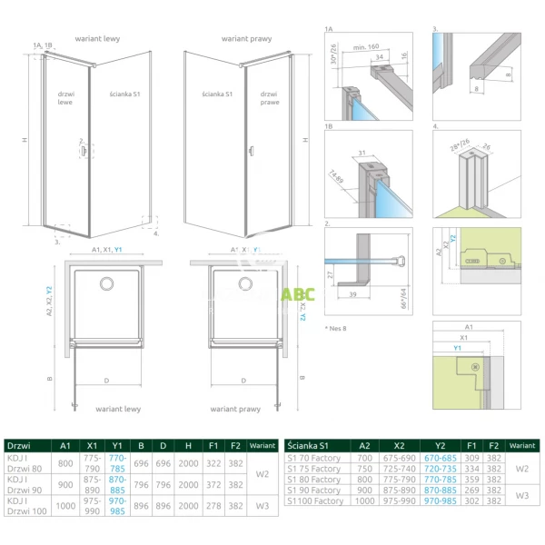 Scianka-boczna-S1-100x200-Radaway-NES-8-BLACK-KDJ-I-10089100-54-55-czarna-factory-113521