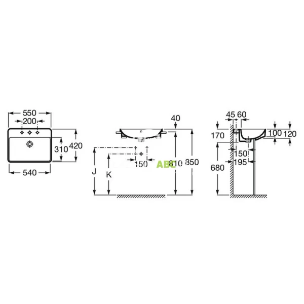Umywalka-polblatowa-55x42-Roca-INSPIRA-SQUARE-A32753S640-onyks-117446