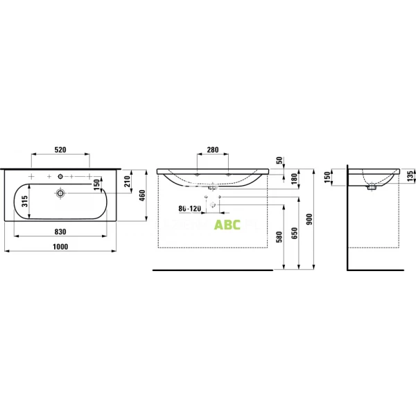 Umywalka-scienna-100x46-bez-otworu-na-baterie-oraz-przelewem-Laufen-LUA-H8100890001091-151677