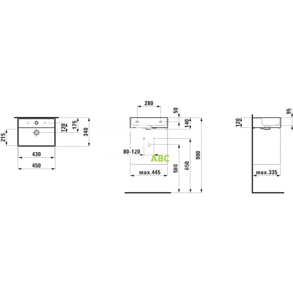 Umywalka-scienna-45x34-Laufen-KARTELL-H8153307161091-z-przelewem-bez-otworu-czarna-mat-158265