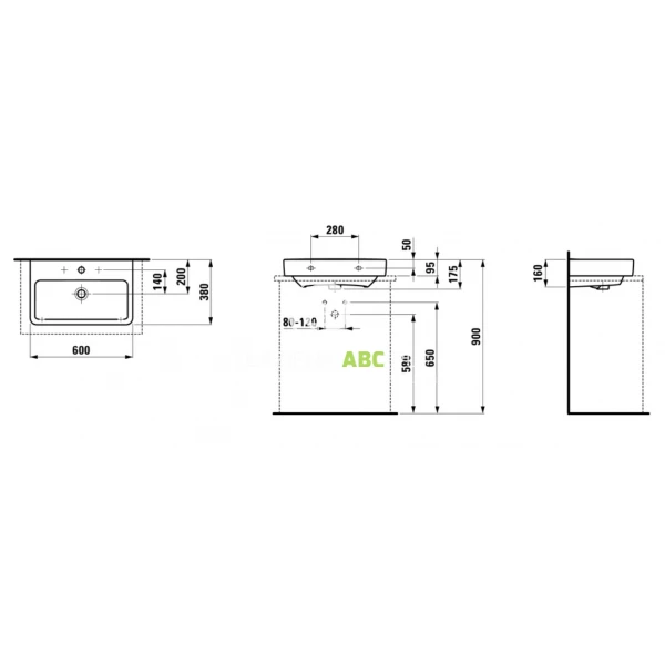 Umywalka-scienna-nablatowa-60x38-szlifowana-Laufen-PRO-S-H8179590001041-99510