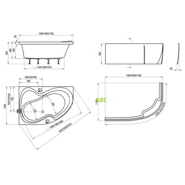Wanna-asymetryczna-150x105-cm-prawa-Rosa-II-RAVAK-CJ21000000-snowwhite-5661