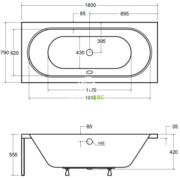Wanna-prosokatna-170x75-Besco-VITAE-WAV-170-PK-103851