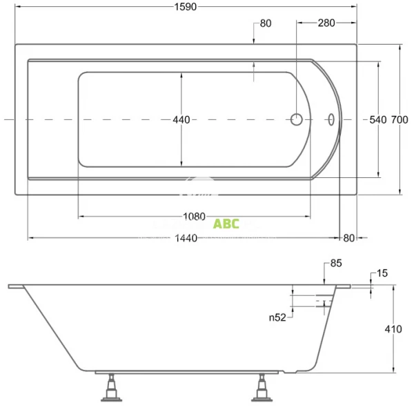 Wanna-prostokatna-160x70-Besco-SHEA-SLIM-WAS-160-SL-103875