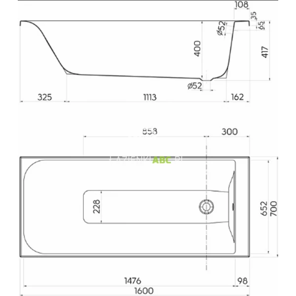 Wanna-prostokatna-160x70-Kolo-REKORD-XWP1660000-56704