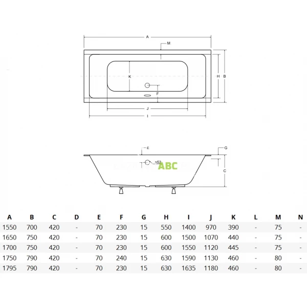 Wanna-prostokatna-165x75-Besco-QUADRO-SLIM-WAQ-165-SL-103880