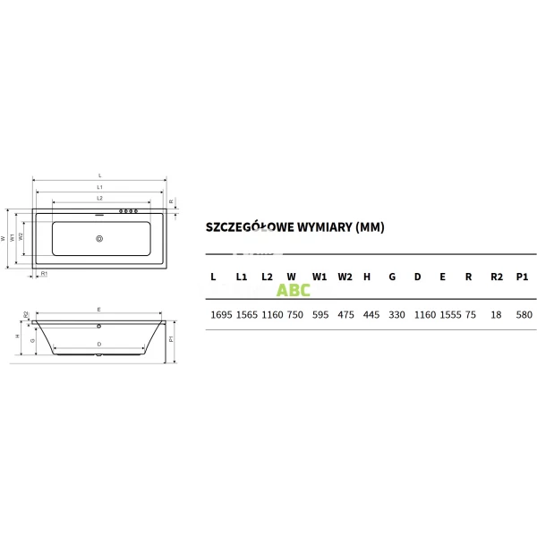Wanna-prostokatna-170x75-Excellent-HEAVEN-SLIM-WAEX.HEV17WHS-ARIN.FLOW.WH-przelew-bialy-124566