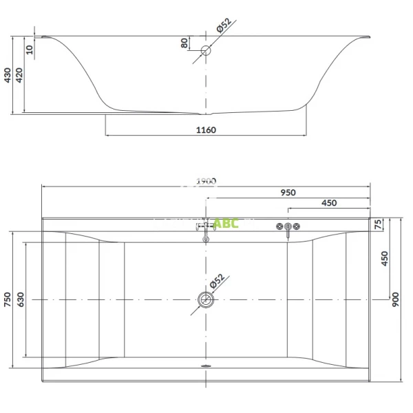 Wanna-prostokatna-190x90-Cersanit-LARGA-S301-307-130951