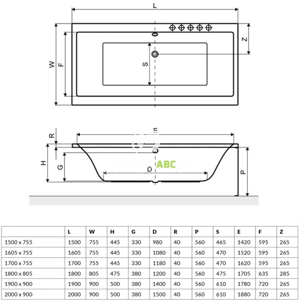 Wanna-prostokatna-200x90-Excellent-PRYZMAT-WAEX.PRY20WH-74687