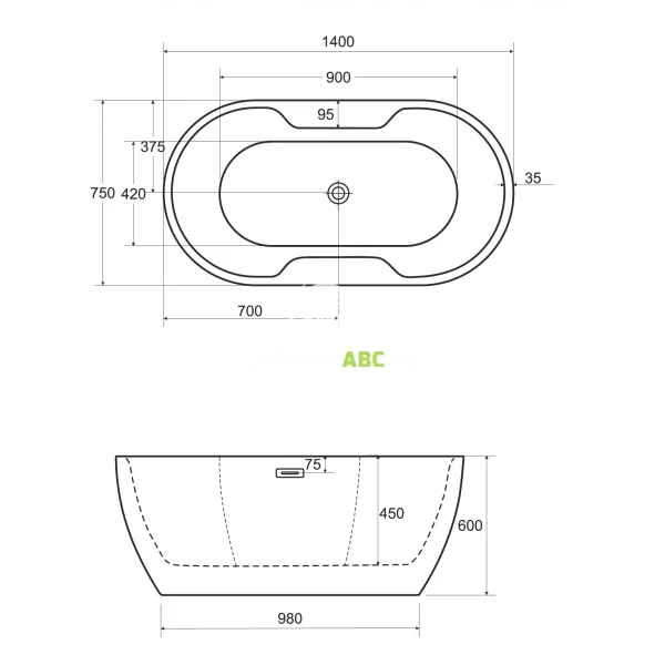 Wanna-wolnostojaca-140x75-maskownica-syfonu-z-przelewem-zlota-Besco-NAVIA-WAS-140-NZL-134886