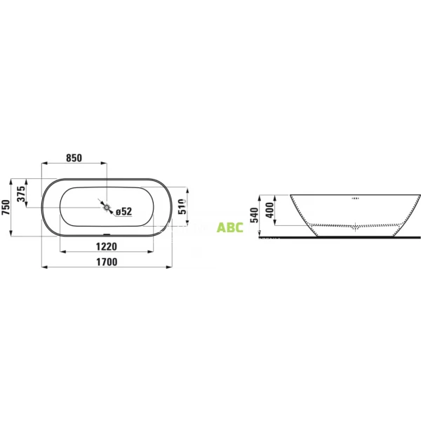 Wanna-wolnostojaca-160x68-korek-klik-klak-czarny-czyszczony-od-gory-Besco-MOYA-WMD-160-MKB-151267