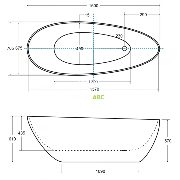 Wanna-wolnostojaca-160x70-korek-klik-klak-czarny-czyszczony-od-gory-Besco-GOYA-WMD-160-GKB-134240