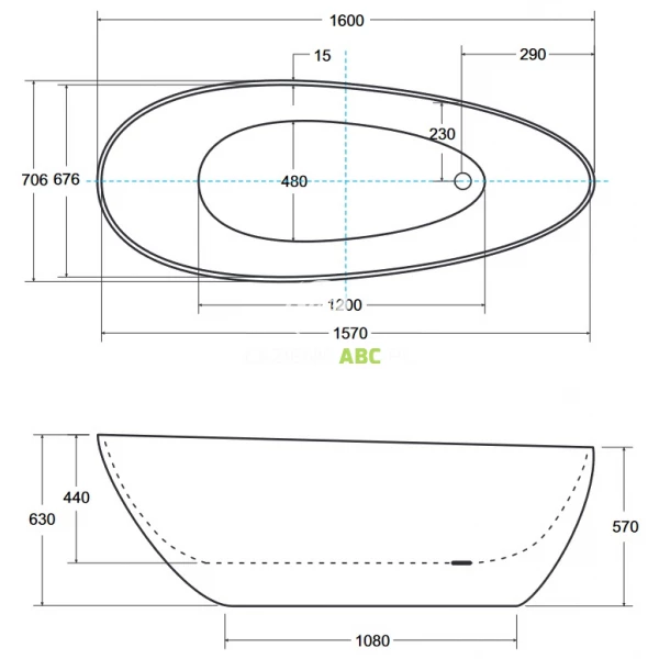 Wanna-wolnostojaca-160x70-korek-klik-klak-czyszczony-od-gory-Besco-GOYA-WMD-160-GKC-134468