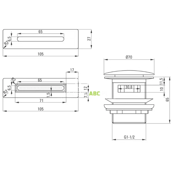 Zestaw-do-wanny-zloty-korek-Click-Clack-przelew-prostokatny-Deante-KYY-Z10B-gold-128968