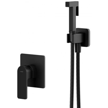 Bateria bidetowa podtynkowa z rączką typu bidetta Omnires BARETTI SYSBABI1XBL czarna mat