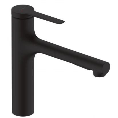 Bateria kuchenna 26 cm z wyciąganą wylewką, 2 funkcje Hansgrohe ZESIS M40 74822670 czarna mat