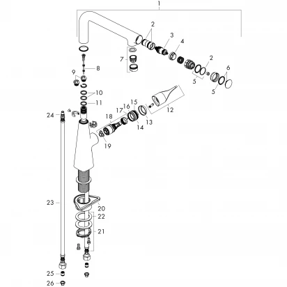 Bateria kuchenna 260 z obrotową wylewką Hansgrohe METRIS SELECT M71 14847000