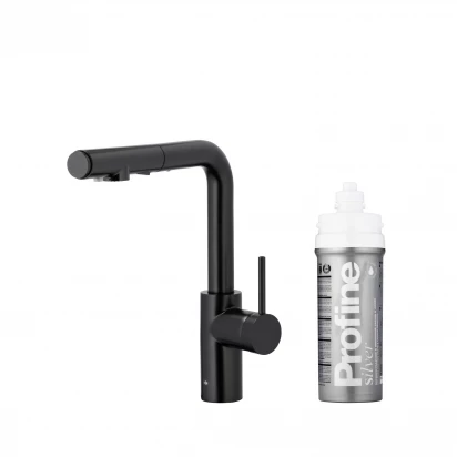 Bateria kuchenna z filtracją wody Profine Silver oraz wyciąganą wylewką KFA DUERO PURE BASIC 6623-114-81 czarna