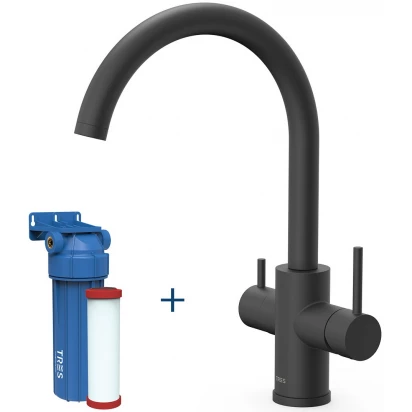 Bateria kuchenna z fitrem Tres 23045402NM czarny mat