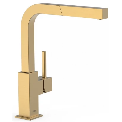 Bateria kuchenna z wyciąganą wylewką Tres CUADRO EXCLUSIVE 006.437.OM złota matowa