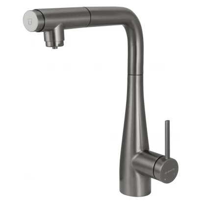 Bateria kuchenna z zestawem do filtracji wody z wyciąganą wylewką Deante ERIDAN BREFD75M titanium