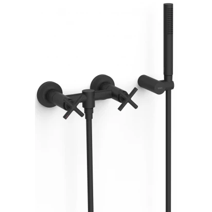 Bateria prysznicowa 2-uchwytowa + zestaw prysznicowy punktowy Tres MONT BLANC 28316301NM czarna mat