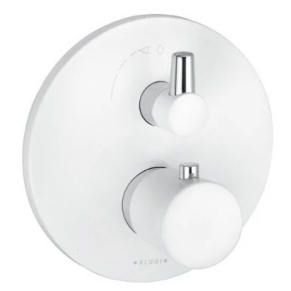 Bateria natryskowa podtynkowa 170 mm okrągła, z termostatem Kludi BALANCE 528359175 biała/ chrom
