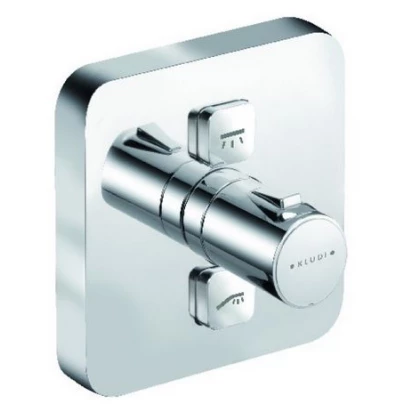 Bateria natryskowa podtynkowa termostatyczna 150 mm kwadratowa, przycisk sterowania dla dwóch źródeł Kludi PUSH 388110538